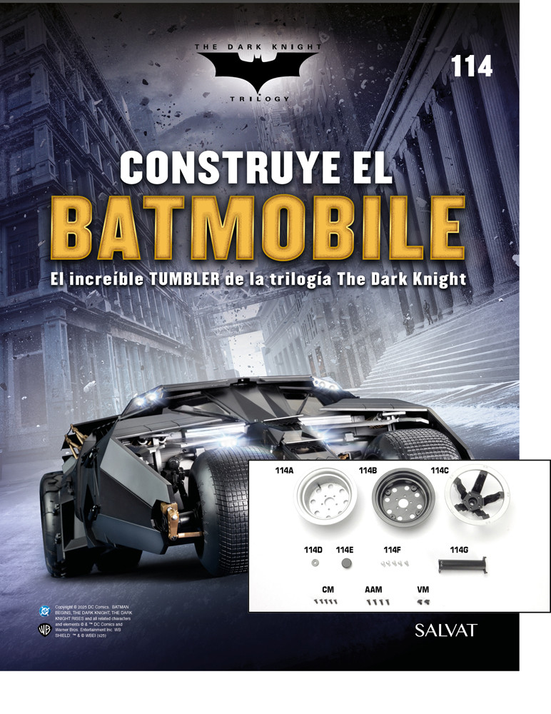 Fascículo Nº 114 + Llantas exterior e interior, radios y buje de tu Batmobile